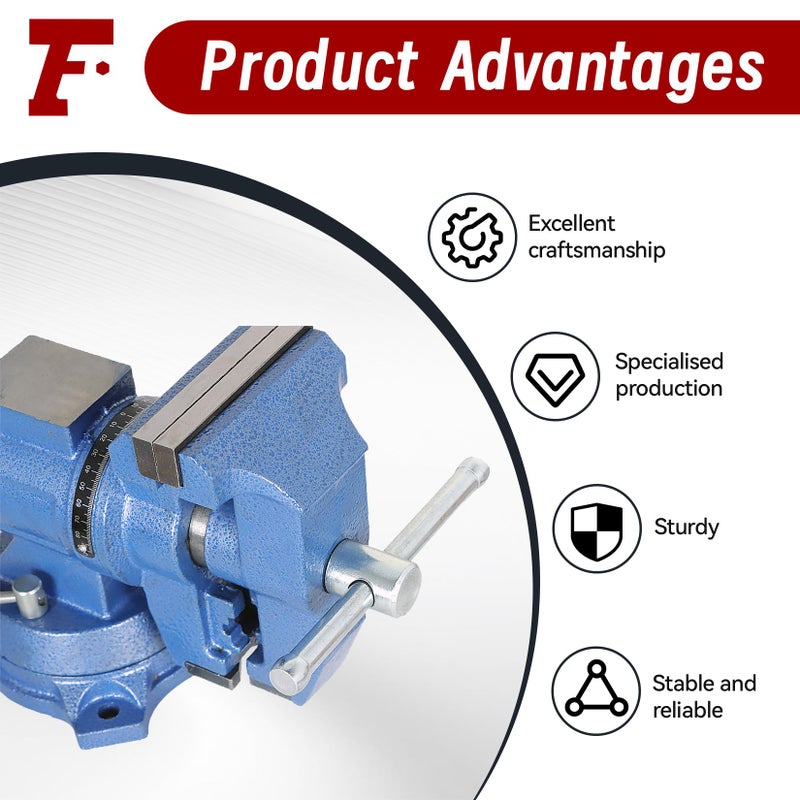 findmall Multipurpose Heavy Duty Multi-Jaw Vise with Swivel Base and Head for Clamping Fixing Equipment - 360-Degree Rotation, Home or Industrial Use (4 inch) - Image 5